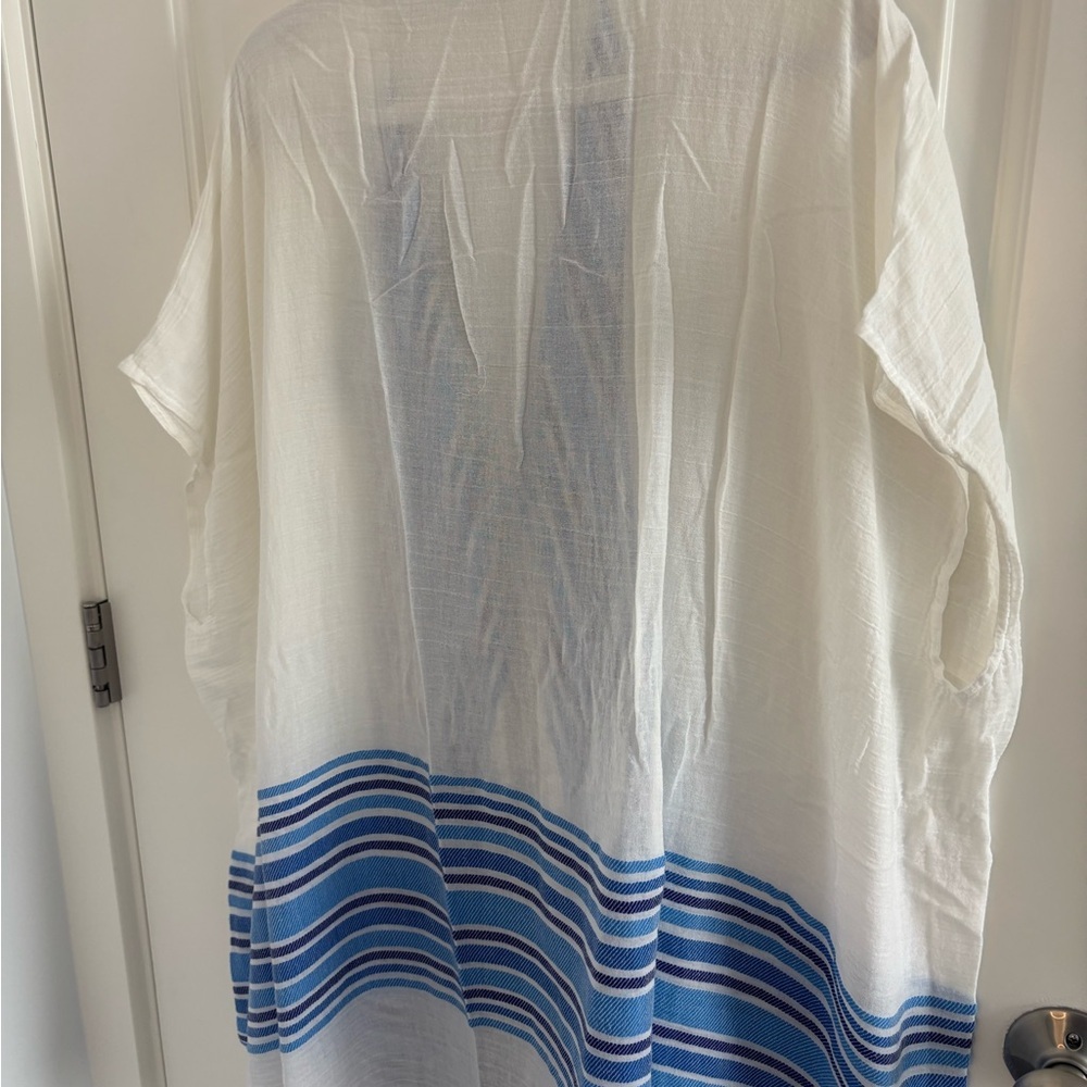 J. Crew White and Blue Patterned Coverup - Picture 5 of 6